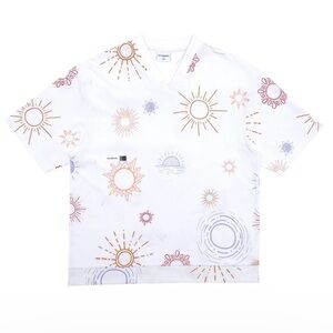 STUDENTS GOLF Sunny Short Sleeve Cotton Pique V-Neck Shirt white multi large